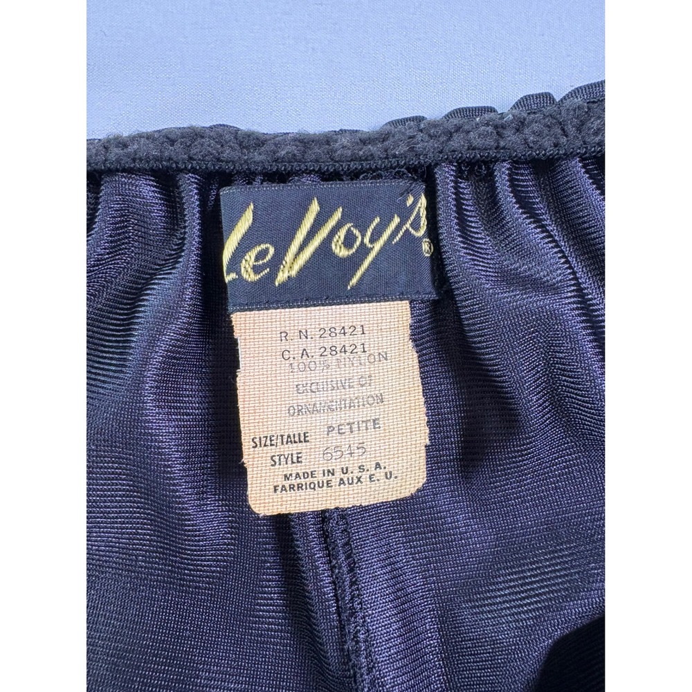 Vintage 50s LeVoy's Nightgown Small Black Lace Maxi Slip Dress Nylon Lingerie - Picture 4 of 6